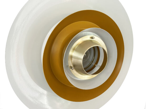 Multi layered pendant light in golden aluminum by Lyskaer belysning. Denmark 1970s - Image 9