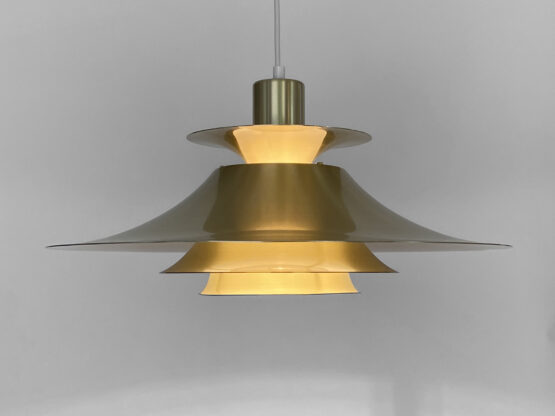 Large golden colored aluminum pendant light from Frandsen Lighting. Denmark 1970s - Image 2