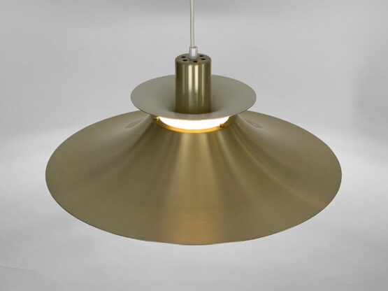 Large golden colored aluminum pendant light from Frandsen Lighting. Denmark 1970s - Image 6