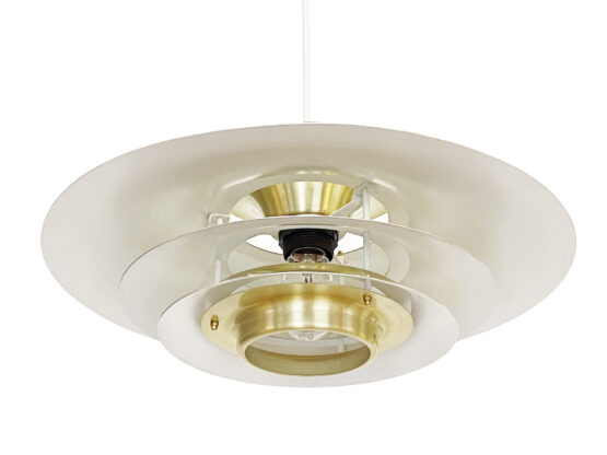 Layered pendant light in brushed golden aluminum by Frandsen lighting. Denmark 1970s - Image 3