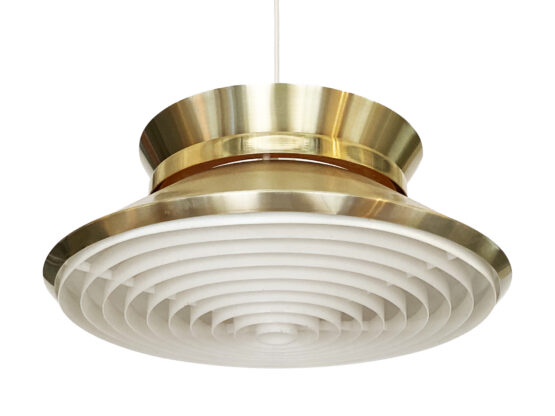 Brass colored aluminium pendant light by Carl Thore for Granhaga Metall. Sweden 1970s - Image 3