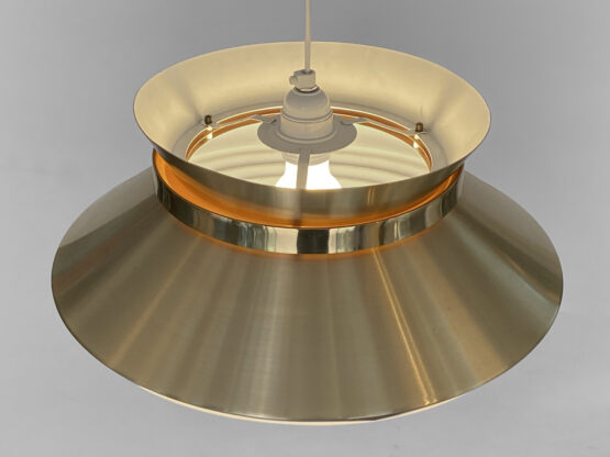 Brass colored aluminium pendant light by Carl Thore for Granhaga Metall. Sweden 1970s - Image 6