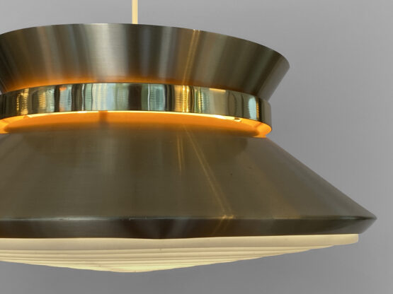 Brass colored aluminium pendant light by Carl Thore for Granhaga Metall. Sweden 1970s - Image 8