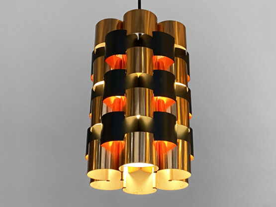 Copper pendant light by Werner Schou for Coronell Elektro. Denmark 1960s - Image 4