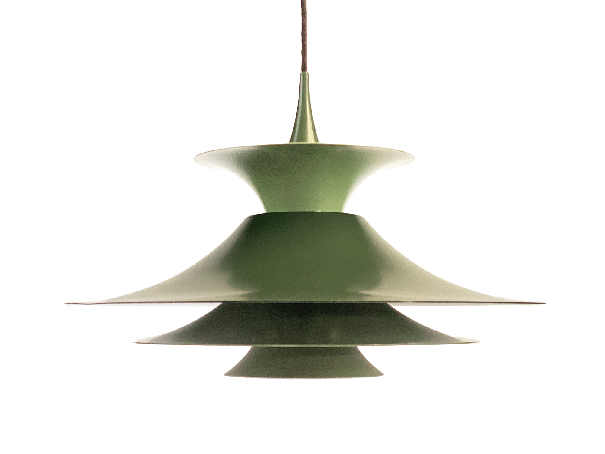 Two tone green pendant light "Radius" by Erik Balslev for Fog & Mørup. Denmark 1970s