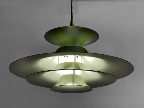 Two tone green pendant light "Radius" by Erik Balslev for Fog & Mørup. Denmark 1970s - Image 4