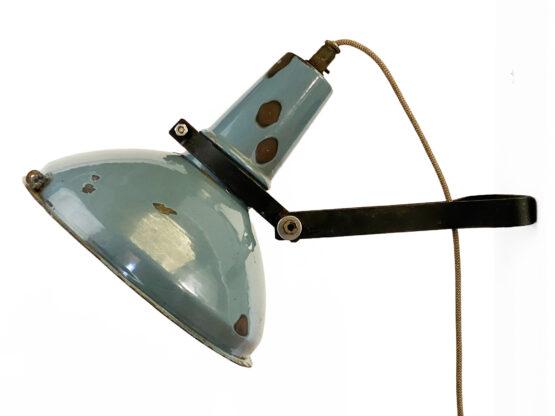 Petrol blue enameled industrial wall light. Sweden 1950s - Image 3