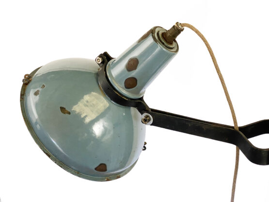 Petrol blue enameled industrial wall light. Sweden 1950s - Image 8