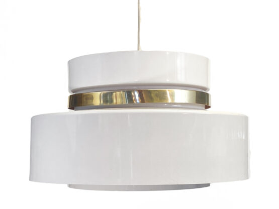 Pendant light in white lacquered aluminium by Carl Thore for Granhaga Metall. Sweden 1970s.