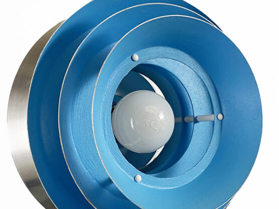 Pendant light "Trava" in silver aluminum blue inside by Carl Thore for Granhaga Metallindustri. Sweden 1960s. - Image 9