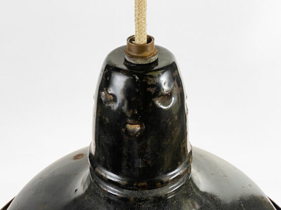 Enameled industrial pendant light. France 1950s - Image 4