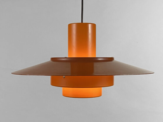 Pendant light "Falcon" two tone orange by Andreas Hansen for Fog & Mørup. Denmark 1960s. - Image 2