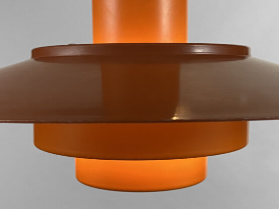 Pendant light "Falcon" two tone orange by Andreas Hansen for Fog & Mørup. Denmark 1960s. - Image 8