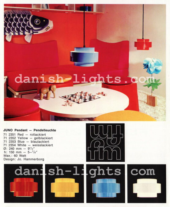 Pendant light "Juno" Rainbow line by Jo Hammerborg for Fog & Mørup. Denmark 1960s - Image 10