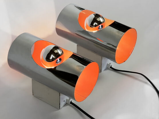 Pair of chrome space age wall lights/Sconces by BHS. England 1970s - Image 8