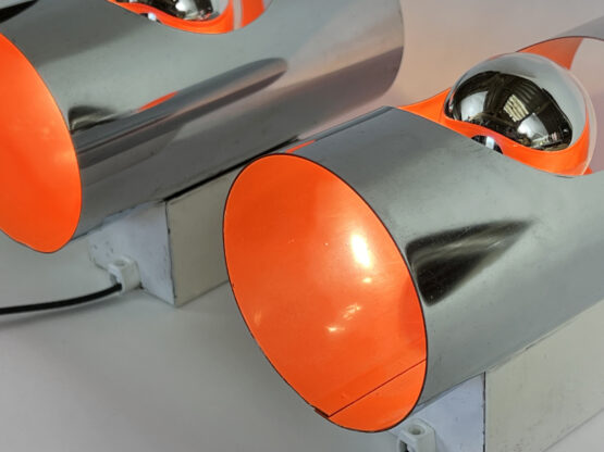 Pair of chrome space age wall lights/Sconces by BHS. England 1970s - Image 9