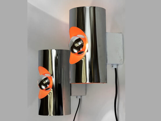 Pair of chrome space age wall lights/Sconces by BHS. England 1970s - Image 2