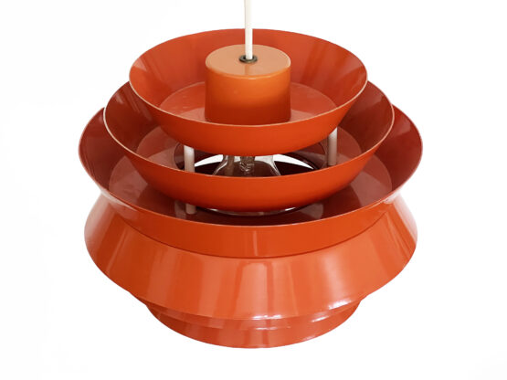 Pendant light "Trava" in orange lacquer by Carl Thore for Granhaga Metallindustri. Sweden 1970s. - Image 7