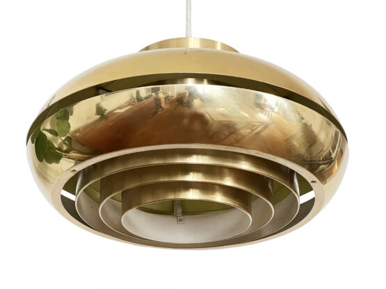 Golden aluminium pendant light by T. Røste & co. Norway 1960s - Image 4