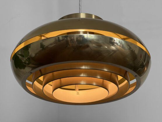 Golden aluminium pendant light by T. Røste & co. Norway 1960s - Image 5