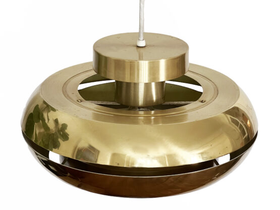 Golden aluminium pendant light by T. Røste & co. Norway 1960s - Image 6