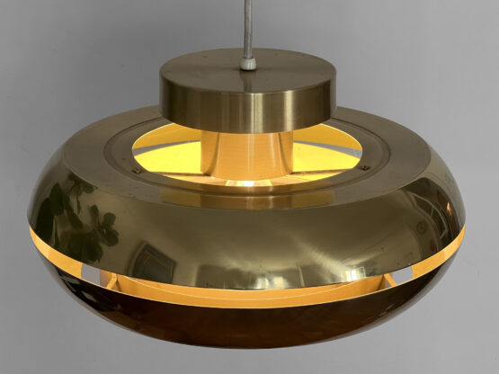 Golden aluminium pendant light by T. Røste & co. Norway 1960s - Image 7