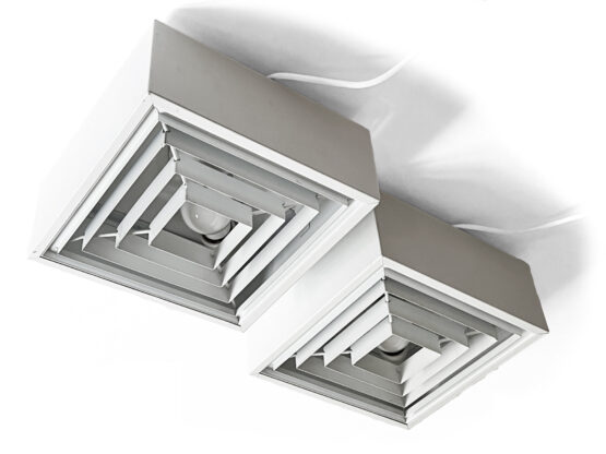 Pair of ceiling light fixtures by Lyfa. Denmark 1970s.