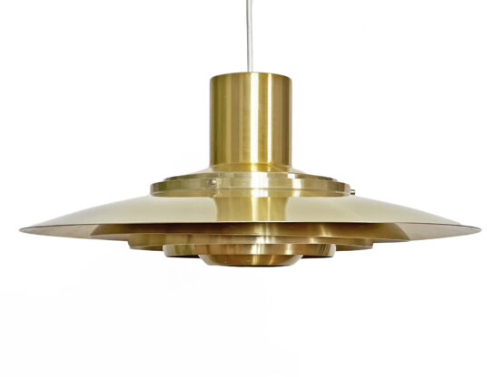 Golden pendant light "P376" by Fabricius and Kastholm for Nordisk Solar Compagni. Denmark 1960s