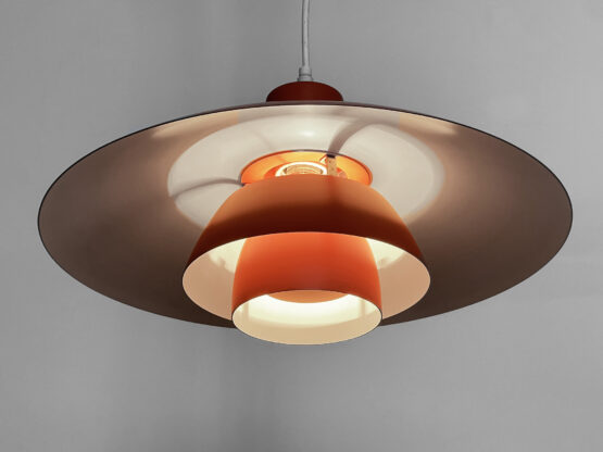 Red pendant light PH 4/3 by Poul Henningsen for Louis Poulsen. Denmark 1970s - Image 5