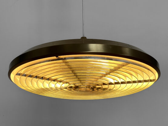 Large golden pendant light by Carl Thore for Granhaga Metall. Sweden 1970s - Image 5