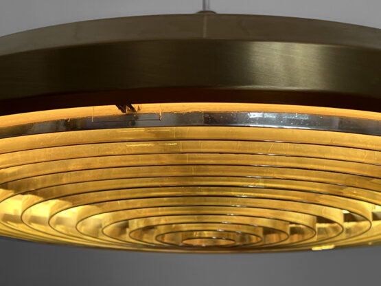 Large golden pendant light by Carl Thore for Granhaga Metall. Sweden 1970s - Image 8