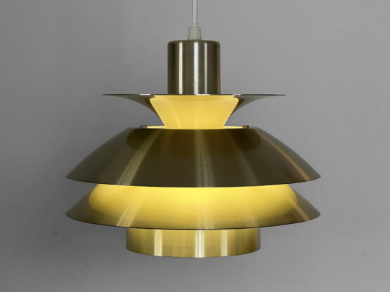 Golden multi layered pendant light by Tage Sund for Toplamper. Denmark 1970s - Image 3