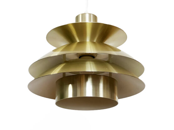 Golden multi layered pendant light by Tage Sund for Toplamper. Denmark 1970s - Image 4
