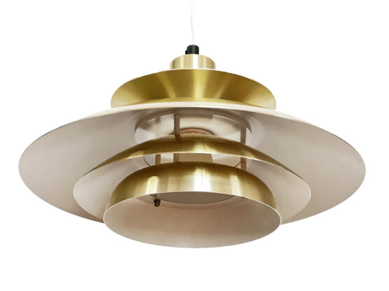 Golden multi layered pendant light by E.S. Horn. Denmark 1970s - Image 4