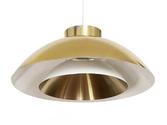 Large golden pendant light by Carl Thore for Granhaga metall. Sweden 1970s - Image 4