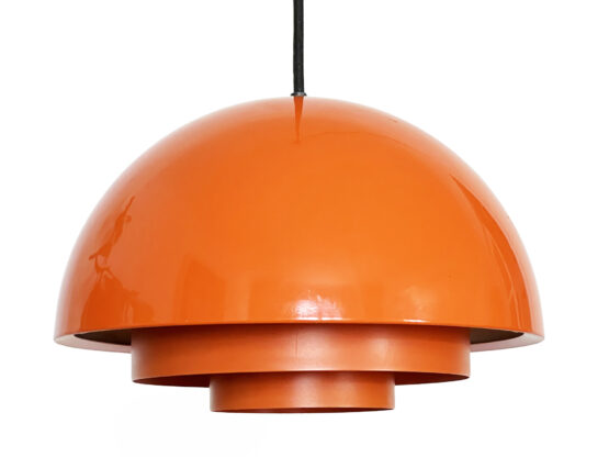 Pendant light "Milieu" , orange version by Jo Hammerborg for Fog & Mørup. Denmark 1970s