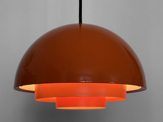 Pendant light "Milieu" , orange version by Jo Hammerborg for Fog & Mørup. Denmark 1970s - Image 3