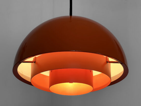 Pendant light "Milieu" , orange version by Jo Hammerborg for Fog & Mørup. Denmark 1970s - Image 5