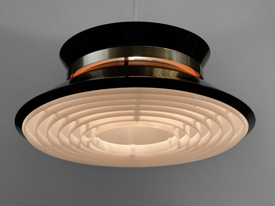 Pendant light in brown lacquer by Carl Thore for Granhaga Metall. Sweden 1970s - Image 9