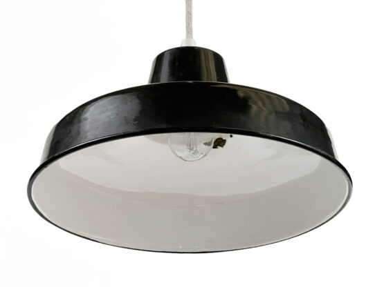 Enameled industrial pendant light. France 1950s - Image 4