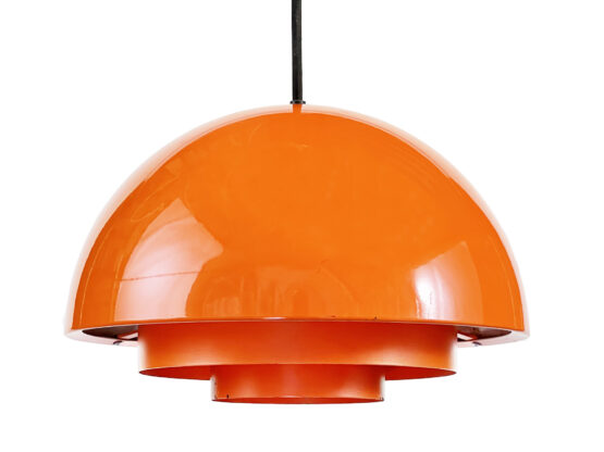 Pendant light "Milieu" , orange version by Jo Hammerborg for Fog & Mørup. Denmark 1970s