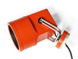 Orange spotlight "Unispot" by Bent Boysen for Louis Poulsen. Denmark 1970s